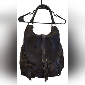 Carol J. & Gianni Notaro Genuine Leather & Fur Women’s Tote Purse Black Bag